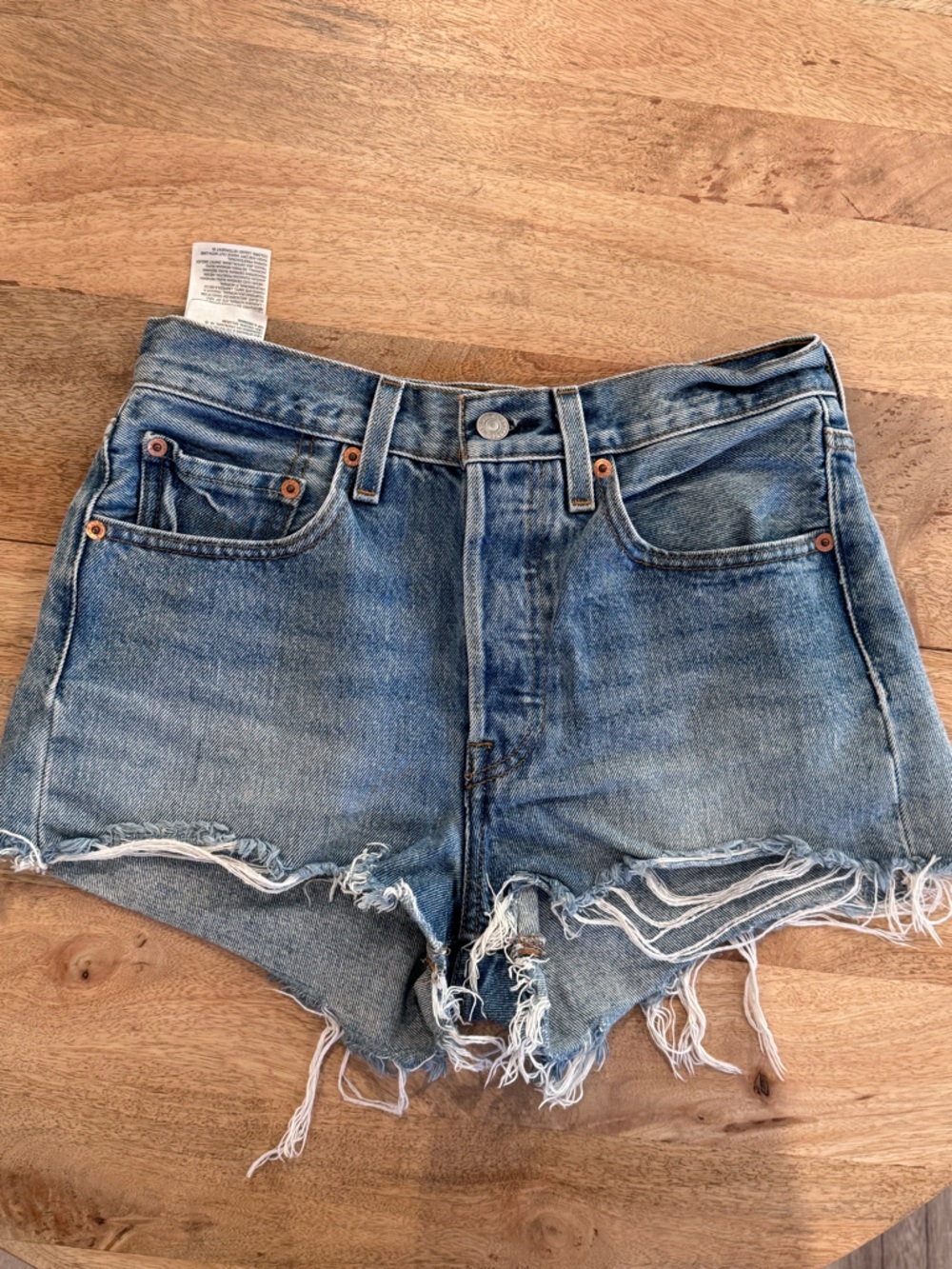 Levi's Distressed Light Blue Denim Cutoff Shorts